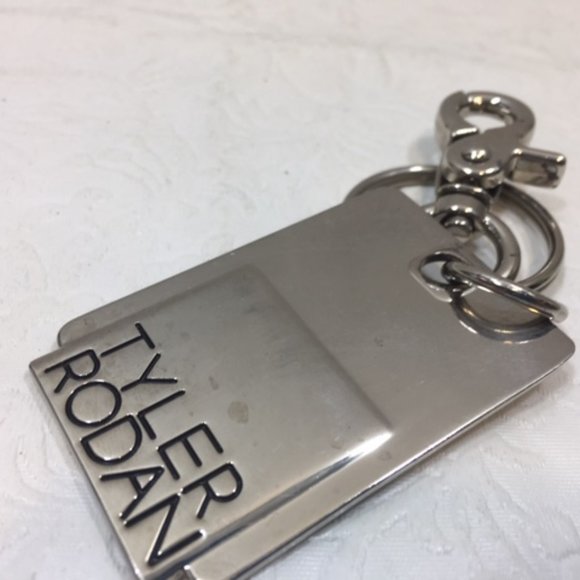 Tyler Rodan Logo Silver Toned Keychain Purse Charm 2.5"x1.5" - Picture 6 of 6